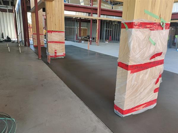 New concrete floor of administrative addition